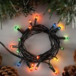 Гирлянда &quot;Нить&quot; 1.2 м , IP20, тёмная нить, 20 ламп, свечение мульти, фиксинг, 220 В