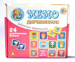 Игра деревянная МЕМО "Забавные зверюшки"