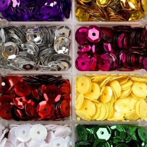 Набор пайеток пластик 8 цветов + леска 1-2 м "Разноцветные" d=0,7 см 1,2х9,5х6 см