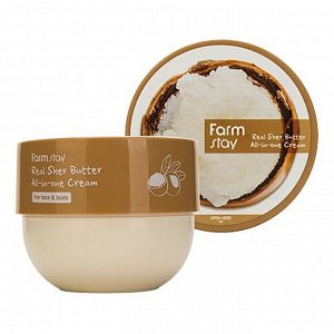 Farmstay Питательный крем-баттер с маслом ши для лица и тела Real Shea Butter All-in-One Cream