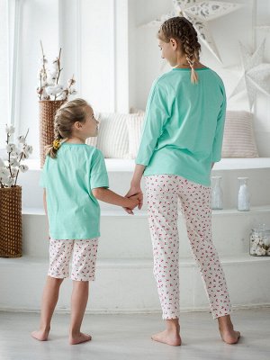 Пижама детская футболка с рукавом 3/4 и брюки из кулирки Фруктик