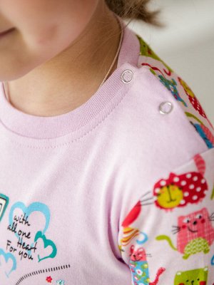 Пижама детская из интерлока Котик розовый
