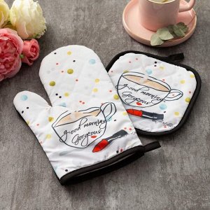 Кухонный набор «Доляна» Good morning: прихватка 17x17 см, рукавица 26x16 см