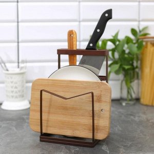 Подставка для ножей и разделочных досок Доляна «Лофт», 13,5x12,5x21,5 см, цвет коричневый