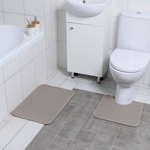Набор ковриков для ванны и туалета «Эконом», 2 шт: 40?40, 40?60 см, цвет серый