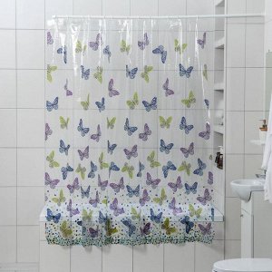 Штора для ванной «Бабочки», 180?180 см. PVC