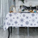 Скатерть &quot;Доляна&quot; Синие снежинки 180х149 см, 100% хлопок, 164 г/м2
