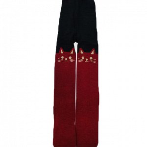 Рост 98-104. Детские кашемировые колготки Amina чёрного и гранатового цвета с трендовым дизайном.