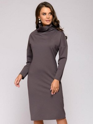 Платье-свитер цвета мокко длины миди