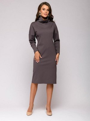 Платье-свитер цвета мокко длины миди