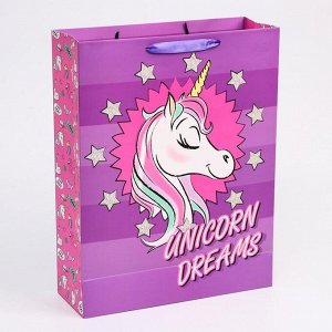 Пакет ламинат вертикальный "Unicorn dreams", Минни Маус, 31х40х11 см