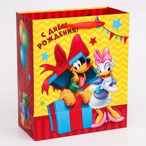 Пакет подарочный «С днём рождения!», 23x27x11.5 см, упаковка, Микки Маус