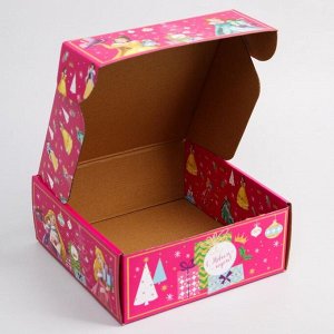 Коробка подарочная складная "Волшебного нового года", Принцессы, 24.5 x 24.5 x 9.5 см