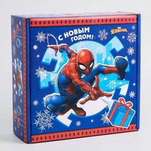 Коробка подарочная складная "С Новым Годом", Человек-паук, 24.5 ? 24.5 ? 9.5 см