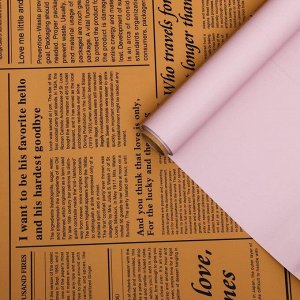 Плёнка матовая двухсторонняя "Газета на крафте" сиреневый, 0,58 х 10 м