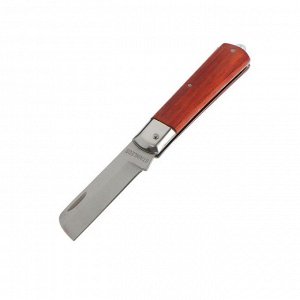 Нож универсальный складной ТУНДРА, деревянная рукоятка, прямое лезвие, нержавеющая сталь