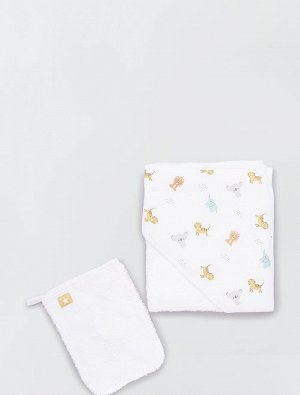 Махровое полотенце-накидка и банная рукавица