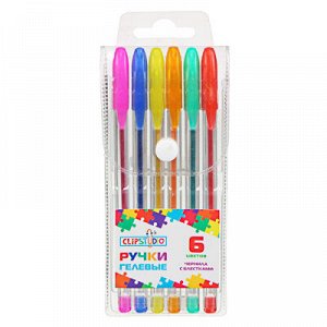 Набор ручек гелевых 6 цветов с глиттером,Цветная гелевая ручка с блестками