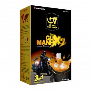 Растворимый кофе  фирмы «G7». «GU MANH X2» 3в1

Состав: кофе, сахар, сливки.
В 1 упаковке 12 пакетиков по 25гр