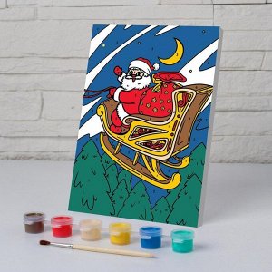 Картина по номерам «Дед Мороз с санях» 21х15 см