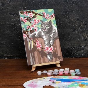 Картина по номерам на холсте с подрамником «Кот на заборе» 20?30 см