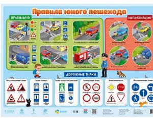 Набор обучающих плакатов 45х64 см. Азбука + Английский Алфавит + Правила юного пешехода. ГЕОДОМ