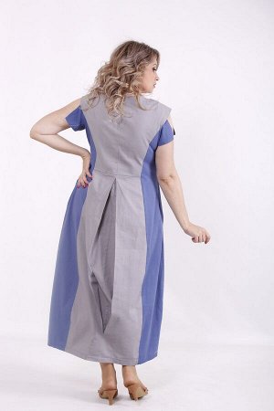 Платье 1539-3 серо/синее