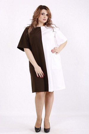 Платье 1228-3 белый/коричневый