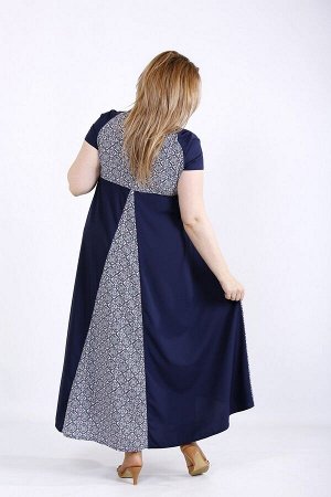 Платье 1163-3 синий/темный принт