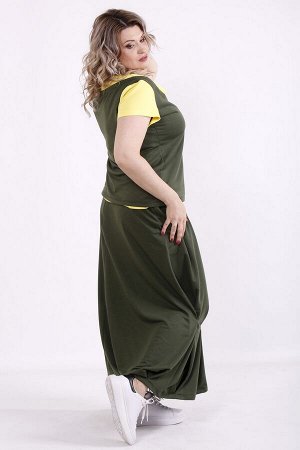 Комплект: юбка и блузка 1490-3 хаки