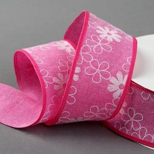 Лента хлопковая «Цветочки», 40 мм, 23 ± 1 м, цвет розовый №7
