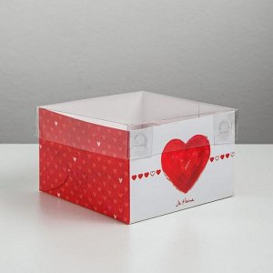 Коробка на 4 капкейка Ja t`aime, 16 x 16 x 10 см