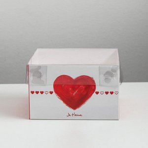 Коробка на 4 капкейка Ja t`aime, 16 x 16 x 10 см