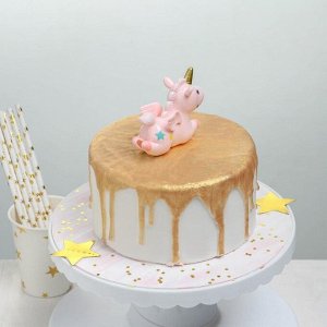 Топпер для торта «Единорог» 8,7?3,5?7 см, цвет розовый