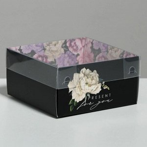 Коробка для кондитерских изделий с PVC крышкой «Present for you», 12 х 6 х 11.5 см