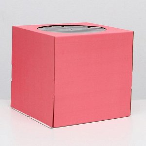 Доляна Кондитерская коробка, с окном, красная, 30 х 30 х 30 см