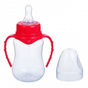 Mum&Baby Бутылочка для кормления детская приталенная, с ручками, 150 мл, от 0 мес., цвет красный