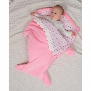 Одеяло (конверт) для детей Крошка Я  "Акула" цв.розовый, 48*83 см, чехол п/э, подклад хл.