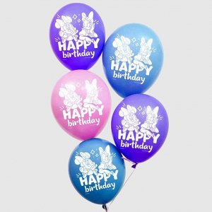 Воздушные шары "С Днем Рождения", Минни Маус, (набор 25 шт)