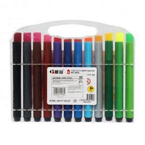 Фломастеры 24 цвета, в пластиковом пенале, треугольные, утолщённые, вентилируемый колпачок, МИКС