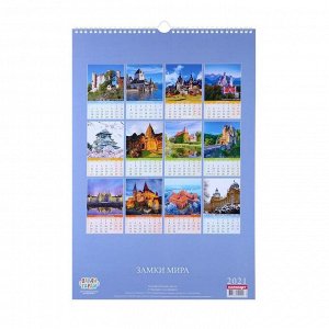 Календарь перекидной на ригеле "Замки мира" 2021 год, 320х480 мм
