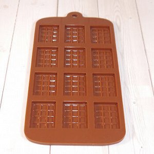 Форма силиконовая для шоколада "Шоколадка мини" 21*10,5 см, 12 ячеек