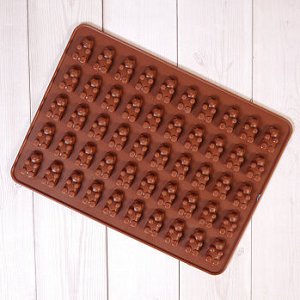 Форма силиконовая для шоколада "Мармеладные мишки" 19*14, 50 ячеек