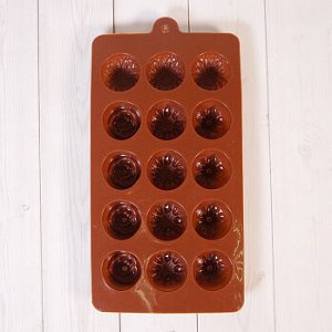 Форма силиконовая для шоколада "Клумба" 22*11, 15 ячеек