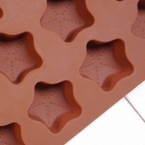 Форма силиконовая для шоколада "Звезды" 20*10 см, 15 ячеек