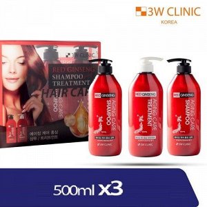 3 W Набор для ухода за волосами, "RED GINSENG SHAMPOO AGING TREATMENT", 3*500 гр.