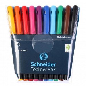 Набор ручек капиллярных, 10 цветов Schneider "Topliner 967", 0.4 мм, европодвес