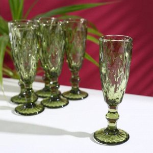Набор бокалов для шампанского Magistro «Круиз», 160 мл, 7?20 см, 6 шт, цвет зелёный