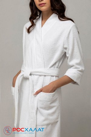 Женский облегченный махровый халат с планкой