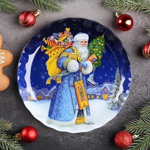 Блюдо сервировочное Доляна «Дед Мороз», 19x2,1 см